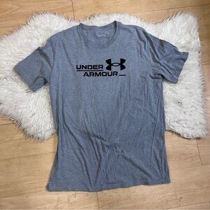 Under Armour Gray Short Sleeve Logo Tee - Black Print